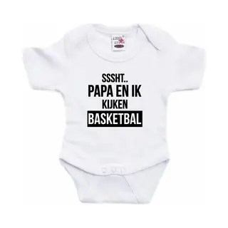 Bellatio Decorations Sssht Kijken Basketbal Tekst Baby Rompertje Wit Jongens/meisjes - Vaderdag/babyshower Cadeau - Ek / Wk Babykleding 56