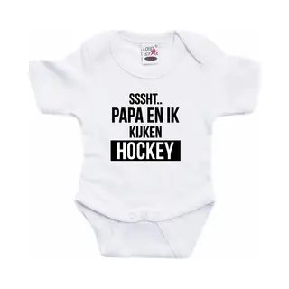 Bellatio Decorations Sssht Kijken Hockey Tekst Baby Rompertje Wit Jongens/meisjes - Vaderdag/babyshower Cadeau - Ek / Wk Babykleding 92