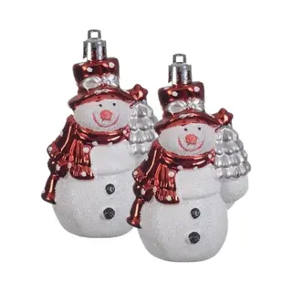 Decoris Kersthangers Sneeuwpoppen - 4x - 8 Cm - Onbreekbaar - Kerstornamenten