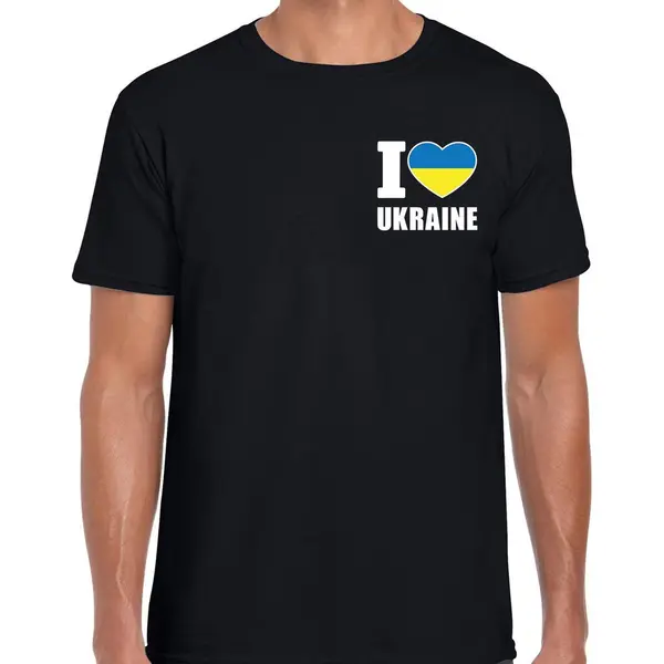 Bellatio Decorations I Love Ukraine T-shirt Zwart Op Borst Voor Heren - Oekraine Landen Shirt - Supporter Kleding L thumbnail