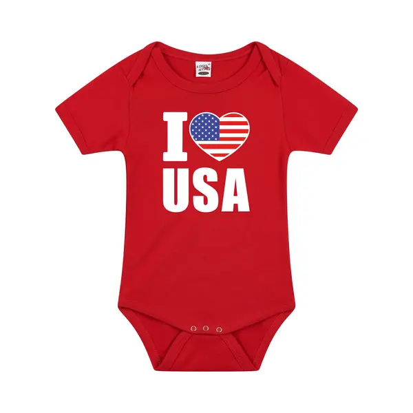 Bellatio Decorations I Love Usa Baby Rompertje Rood Jongens En Meisjes - Kraamcadeau - Babykleding - Amerika Landen Romper 68 thumbnail