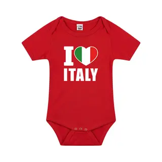 Bellatio Decorations I Love Italy Baby Rompertje Rood Jongens En Meisjes - Kraamcadeau - Babykleding - Italie Landen Romper 80