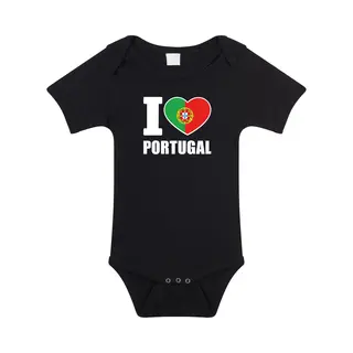 Bellatio Decorations I Love Portugal Baby Rompertje Zwart Jongens En Meisjes - Kraamcadeau - Babykleding - Portugal Landen Romper 56