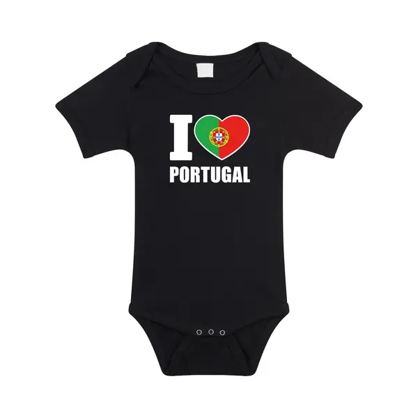 Bellatio Decorations I Love Portugal Baby Rompertje Zwart Jongens En Meisjes - Kraamcadeau - Babykleding - Portugal Landen Romper 56 thumbnail