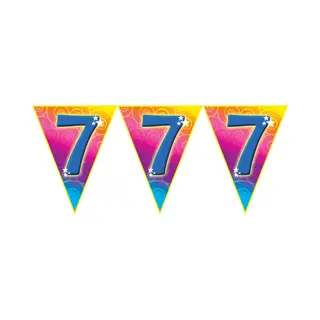 Leeftijd Vlaggenlijn - 7 Jaar - 5 Meter - Plastic - 7e Verjaardag Thema - Versiering - Slingers