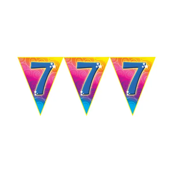 Leeftijd Vlaggenlijn - 7 Jaar - 5 Meter - Plastic - 7e Verjaardag Thema - Versiering - Slingers thumbnail