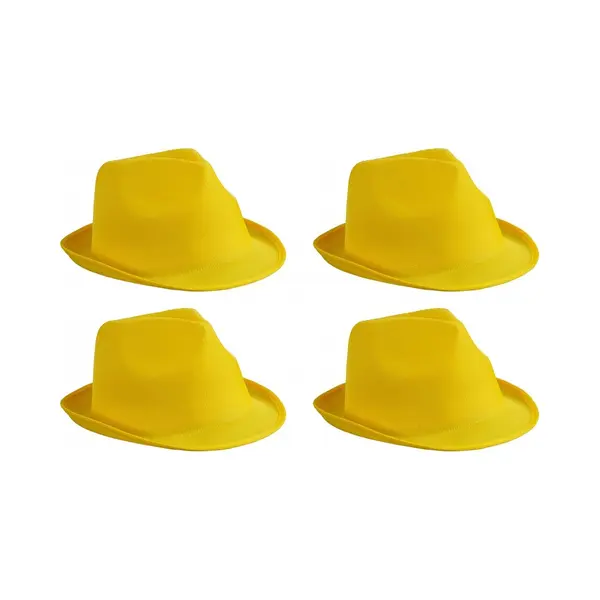 Myrtle Beach Trilby Feesthoedje - 4x Stuks - Geel - Voor Volwassenen - Voordelige Carnaval Verkleed Party Hoeden thumbnail