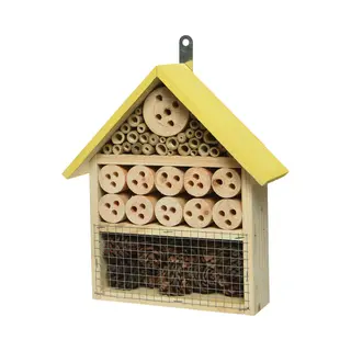 Decoris Geel Vlinderhuis/bijenhuis/wespenhotel Voor Insecten 29 Cm - Tuindecoratie - Diervriendelijk - Hotel/huisje Voor Insecten -