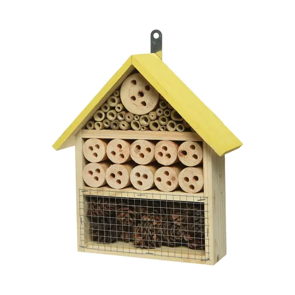 Decoris Geel Vlinderhuis/bijenhuis/wespenhotel Voor Insecten 29 Cm - Tuindecoratie - Diervriendelijk - Hotel/huisje Voor Insecten - thumbnail