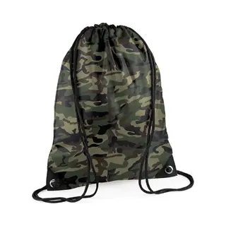 Bagbase Sport Gymtas In Jungle Camouflage - 2x Stuks - Met Rijgkoord - 45 X 34 Cm - 12 Liter - Nylon - Kinderen En Volwassenen