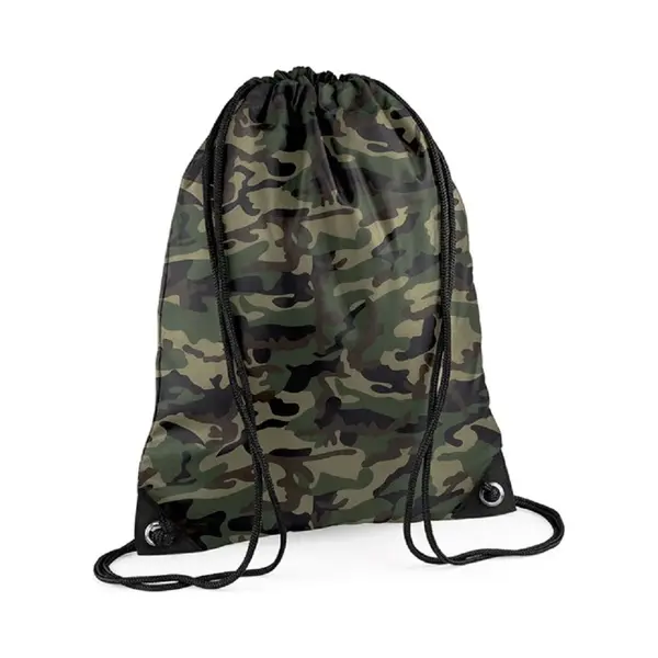 Bagbase Sport Gymtas In Jungle Camouflage - 2x Stuks - Met Rijgkoord - 45 X 34 Cm - 12 Liter - Nylon - Kinderen En Volwassenen thumbnail