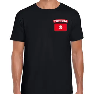 Bellatio Decorations Tunisia T-shirt Met Vlag Zwart Op Borst Voor Heren - Tunesie Landen Shirt - Supporter Kleding S