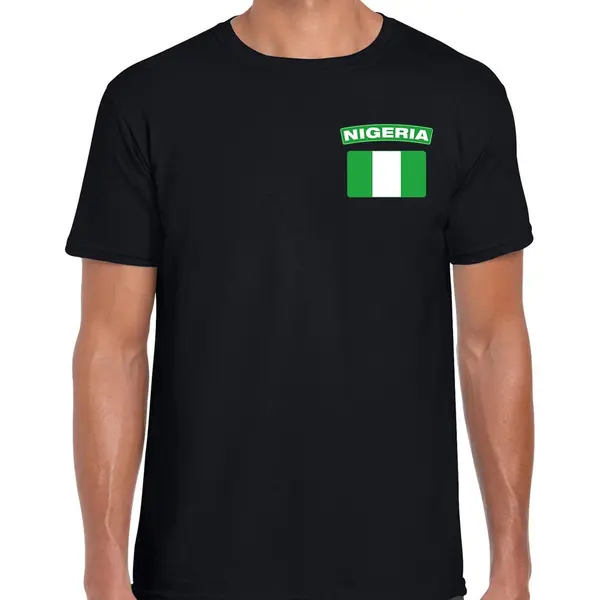 Bellatio Decorations Nigeria T-shirt Met Vlag Zwart Op Borst Voor Heren - Nigeria Landen Shirt - Supporter Kleding Xxl thumbnail