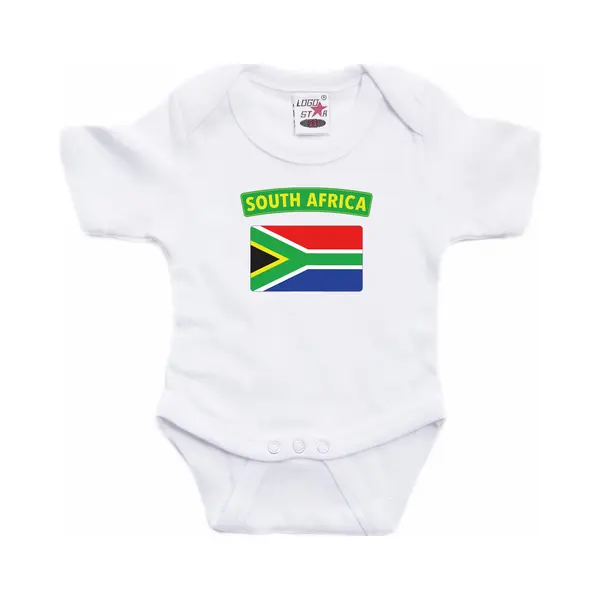 Bellatio Decorations South-Africa Baby Rompertje Met Vlag Wit Jongens En Meisjes - Kraamcadeau - Babykleding - Zuid-Afrika Landen Romper 80 thumbnail