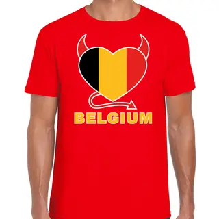 Bellatio Decorations Belgium Hart Supporter T-shirt Rood Ek/ Wk Voor Heren - Ek/ Wk Shirt / Outfit Xl