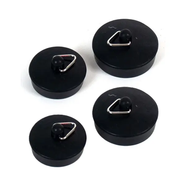 Gerimport Gootsteenstop - 4x - Rubber - Zwart - 36 En 48 Mm - Wasbak Afvoerstop thumbnail