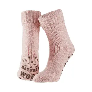 morethansocks Apollo Wollen Huissokken/slofsokken - Anti-slip - Dames - Licht Roze - Maat 35-38 - Slaapsokken/bedsokken