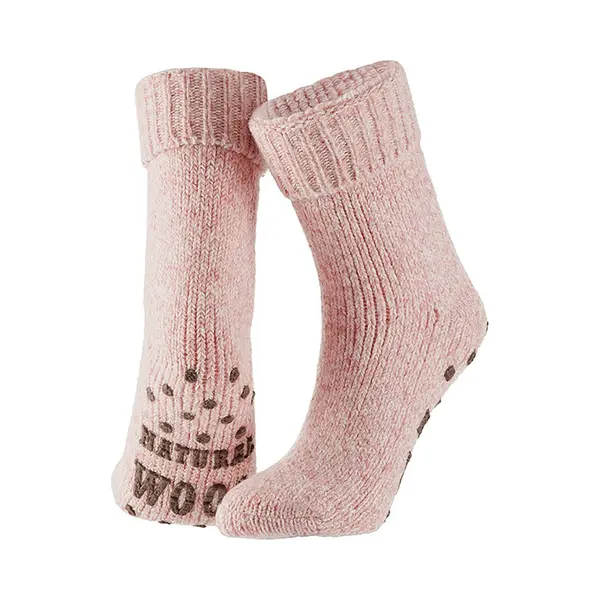 morethansocks Apollo Wollen Huissokken/slofsokken - Anti-slip - Dames - Licht Roze - Maat 35-38 - Slaapsokken/bedsokken thumbnail
