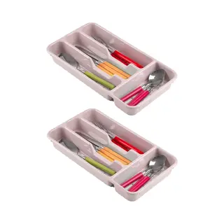 Plasticforte Bestekbak - 4-vaks - Roze - 33 X 18 X 4 Cm - Bestekhouders