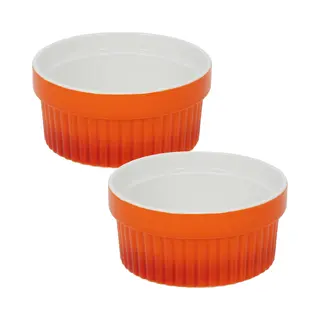 Excellent Houseware Creme Brulee Schaaltjes - 6x Stuks - Oranje - D11 Cm - Porselein - Tapas Schaaltjes - 200 Ml