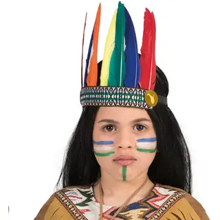 Funny Fashion Indiaan Verkleed Hoofdtooi/hoofdband Met Veren - Voor Kinderen - Wilde Westen Verkleedkleding