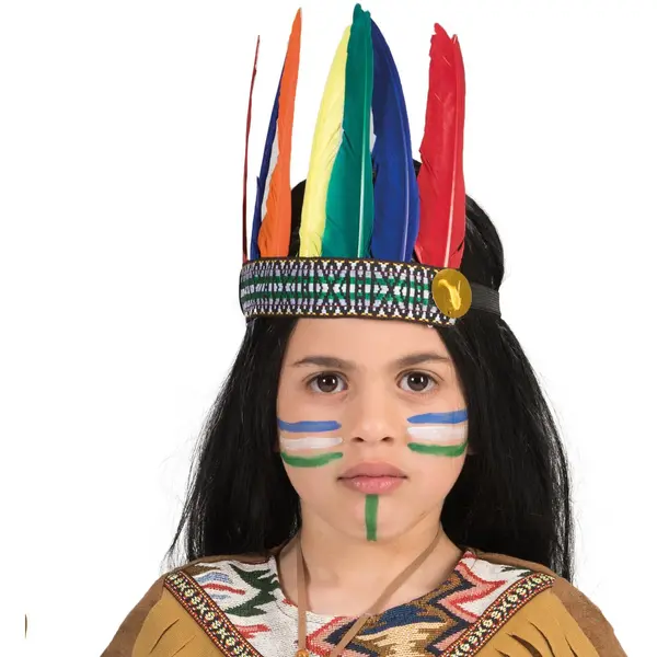 Funny Fashion Indiaan Verkleed Hoofdtooi/hoofdband Met Veren - Voor Kinderen - Wilde Westen Verkleedkleding thumbnail
