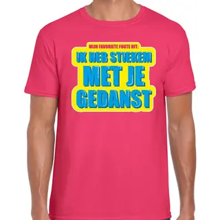 Bellatio Decorations Foute Party Stiekem Met Je Gedanst Verkleed/ Carnaval T-shirt Roze Heren - Foute Hits - Foute Party Outfit/ Kleding L