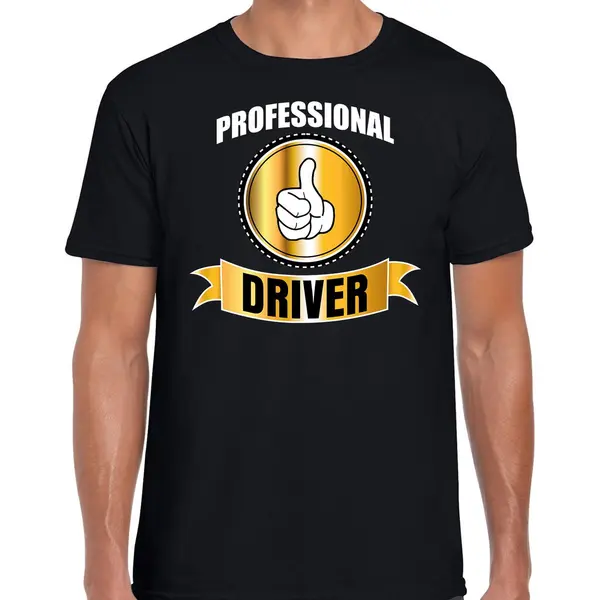 Bellatio Decorations Professional Driver / Professionele Chauffeur - T-shirt Zwart Heren - Cadeau Verjaardag Shirt - Kado Voor Chauffeurs L thumbnail