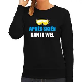 Bellatio Decorations Apres Ski Trui Apres Skieen Kan Ik Wel - Zwart - Dames - Wintersport Sweater - Lekker Fout - Verkleedkleding Xl