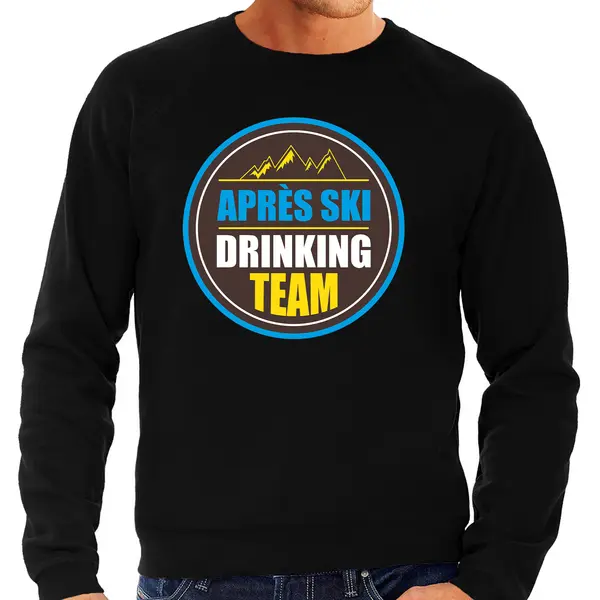 Bellatio Decorations Apres Ski Trui Apres Ski Drinking Team Zwart Heren - Wintersport Sweater - Foute Apres Ski Outfit/ Kleding/ Verkleedkleding L thumbnail