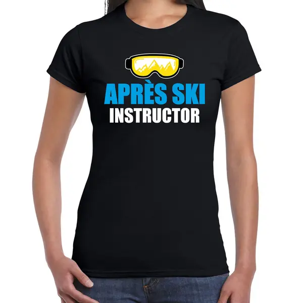 Bellatio Decorations Apres Ski T-shirt Apres Ski Instructor Zwart Dames - Wintersport Shirt - Foute Apres Ski Outfit/ Kleding/ Verkleedkleding S thumbnail