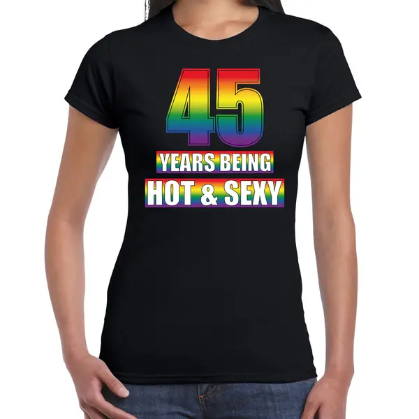 Bellatio Decorations Hot En Sexy 45 Jaar Verjaardag Cadeau T-shirt Zwart - Dames - 45e Verjaardag Kado Shirt Gay/ Lhbt Kleding / Outfit Xs thumbnail