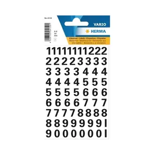 Herma Stickervelletjes - 4x - 71 Plak Cijfers Stickers - Zwart - Afmeting 10mm - Hobby Stickertjes