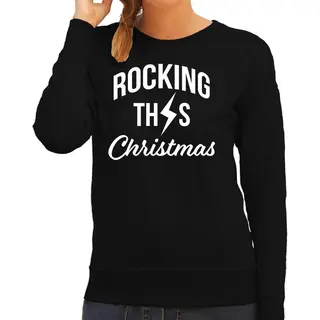 Bellatio Decorations Rocking This Christmas - Foute Kersttrui - Sweater - Zwart - Voor Dames - Kleding - Rockers M