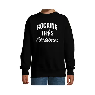 Bellatio Decorations Rocking This Christmas Foute Kersttrui - Zwart - Kinderen - Kerstsweaters / Kerst Outfit 170/176
