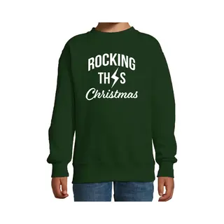 Bellatio Decorations Rocking This Christmas Foute Kersttrui - Groen - Kinderen - Kerstsweaters / Kerst Outfit 170/176