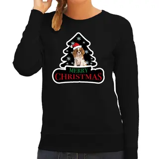 Bellatio Decorations Dieren Kersttrui Spaniel Zwart Dames - Foute Honden Kerstsweater - Kerst Outfit Dieren Liefhebber Xxl