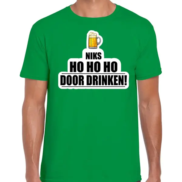 Bellatio Decorations Niks Ho Ho Bier Doordrinken Fout Kerst T-shirt - Groen - Heren - Kerst T-shirt / Kerst Outfit Xxl thumbnail