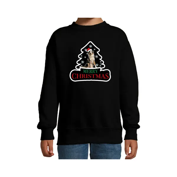 Bellatio Decorations Dieren Kersttrui Australische Herder Zwart Kinderen - Foute Honden Kerstsweater Jongen/ Meisjes - Kerst Outfit Dieren Liefhebber 170/176 thumbnail