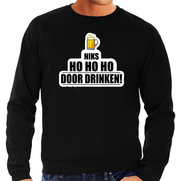 Bellatio Decorations Niks Ho Ho Bier Doordrinken Foute Kersttrui - Zwart - Heren - Kerst Sweater / Kerst Outfit Xxl thumbnail
