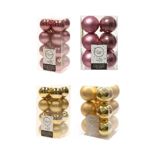Decoris Kerstversiering Kunststof Kerstballen Kleuren Mix Goud/ Oud Roze 4 En 6 Cm Pakket Van 80x Stuks