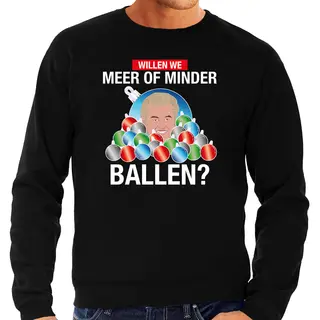 Bellatio Decorations Kersttrui - Wilders Meer Of Minder Ballen - Foute Kerst Sweater - Zwart - Heren - Kerstkleding L