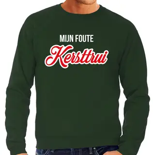 Bellatio Decorations Mijn Foute Kersttrui In Sierlijke Letters - Groen - Heren - Kerst Sweater / Kerst Outfit L