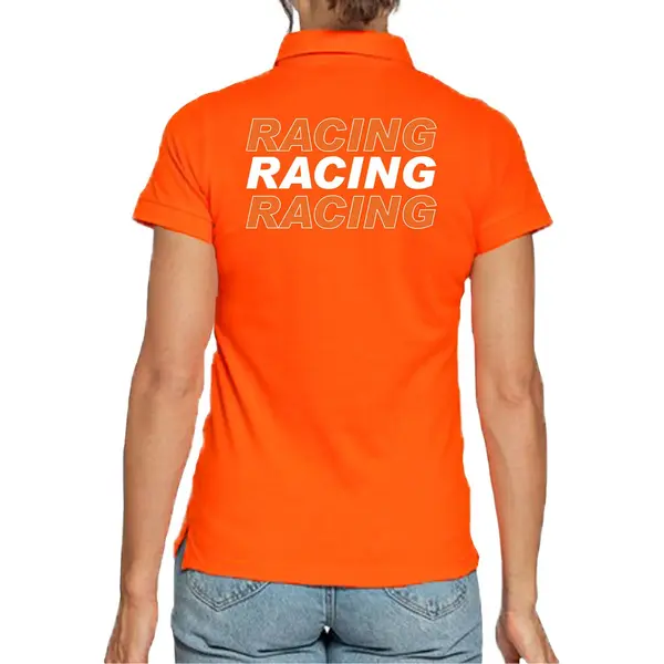 Bellatio Decorations Racing Supporter / Race Fan Polo Shirt Oranje Voor Dames - Race Fan / Race Supporter / Coureur Supporter Xs thumbnail