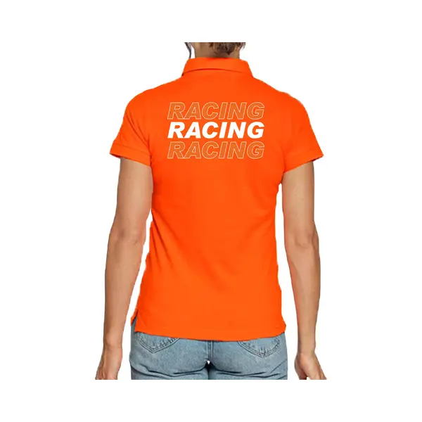 Bellatio Decorations Racing Supporter / Race Fan Polo Shirt Oranje Voor Dames - Race Fan / Race Supporter / Coureur Supporter M thumbnail