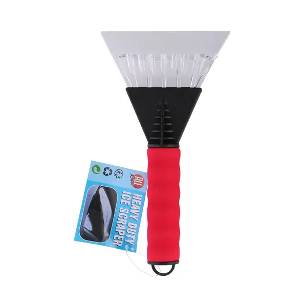 Benson Care Autoraam Ijskrabber Met Breed Vlak Van 13 Cm Rood - Met Soft-grip Handvat - Totaal 26 Cm Lang - Winter thumbnail