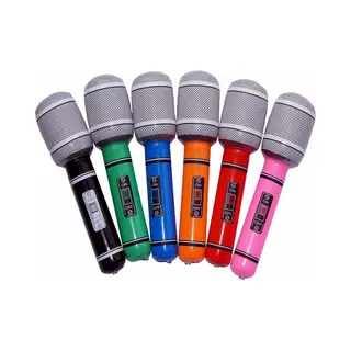 Set Van 3x Stuks Opblaasbare Speelgoed/feestartikel Microfoon 24 Cm Rood