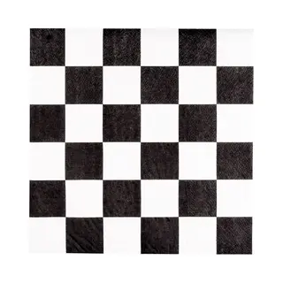 Finish Vlag Race/ring Thema Servetten - 40x - Zwart/wit Geblokt - 33 X 33 Cm - Race Kinderfeestje/verjaardag