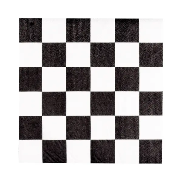 Finish Vlag Race/ring Thema Servetten - 40x - Zwart/wit Geblokt - 33 X 33 Cm - Race Kinderfeestje/verjaardag thumbnail