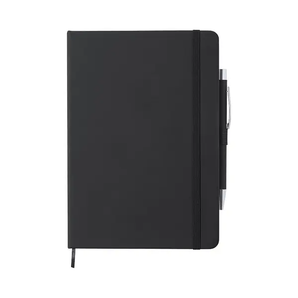 Notitieboek A5 - Notebook - Notitieboeken - Schrift - Hardcover - Met Pen - Kunstleer - Zwart thumbnail